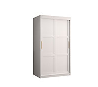 Ramiro I Contemporary 2 Sliding Door Wardrobe 5 Shelves 2 Rails White Matt (H)2000mm (W)1000mm (D)620mm
