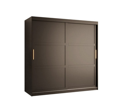 Ramiro I Contemporary 2 Sliding Door Wardrobe 9 Shelves 2 Rails Black Matt (H)2000mm (W)1800mm (D)620mm