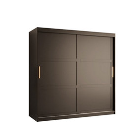 Ramiro I Contemporary 2 Sliding Door Wardrobe 9 Shelves 2 Rails Black Matt (H)2000mm (W)1800mm (D)620mm