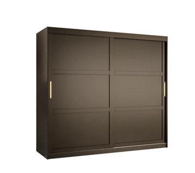 Ramiro I Contemporary 2 Sliding Door Wardrobe 9 Shelves 2 Rails Black Matt (H)2000mm (W)2000mm (D)620mm