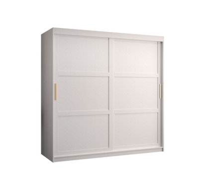 Ramiro I Contemporary 2 Sliding Door Wardrobe 9 Shelves 2 Rails White Matt (H)2000mm (W)1800mm (D)620mm