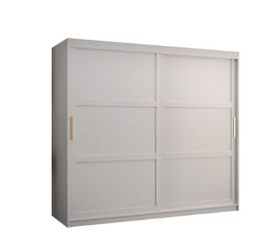 Ramiro I Contemporary 2 Sliding Door Wardrobe 9 Shelves 2 Rails White Matt (H)2000mm (W)2000mm (D)620mm