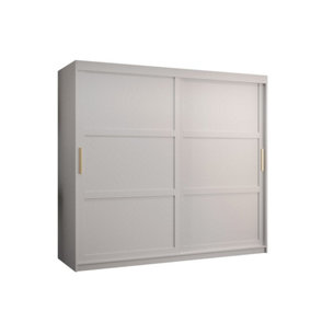 Ramiro I Contemporary 2 Sliding Door Wardrobe 9 Shelves 2 Rails White Matt (H)2000mm (W)2000mm (D)620mm