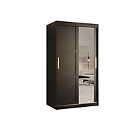 Ramiro II Contemporary 2 Sliding Door Wardrobe 5 Shelves 2 Rails Black Matt (H)2000mm (W)1000mm (D)620mm