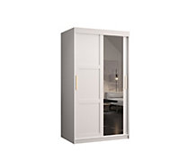 Ramiro II Contemporary 2 Sliding Door Wardrobe 5 Shelves 2 Rails White Matt (H)2000mm (W)1000mm (D)620mm