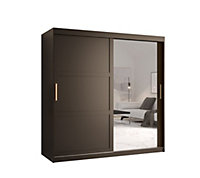 Ramiro II Contemporary 2 Sliding Door Wardrobe 9 Shelves 2 Rails Black Matt (H)2000mm (W)1800mm (D)620mm