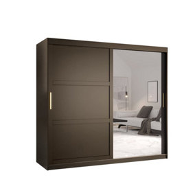 Ramiro II Contemporary 2 Sliding Door Wardrobe 9 Shelves 2 Rails Black Matt (H)2000mm (W)2000mm (D)620mm
