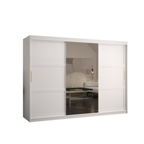 Ramiro II Contemporary 3 Sliding Door Wardrobe 9 Shelves 2 Rails White Matt (H)2000mm (W)2500mm (D)620mm