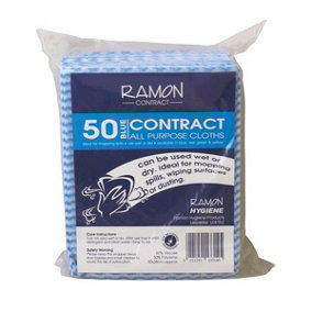 Ramon Contract All Purpose Cloths (Pack of 50) Blue (30 x 38cm)
