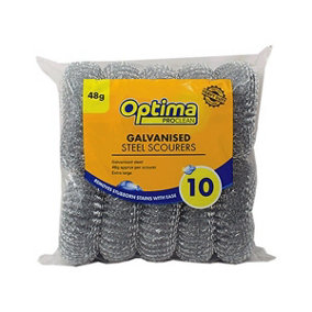 Ramon Optima Galvanised Steel Scourers (Pack Of 10) Grey (One Size)