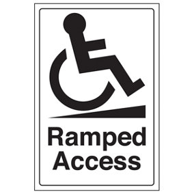 Ramped Access Information Safety Sign - Rigid Plastic - 300x400mm (x3)