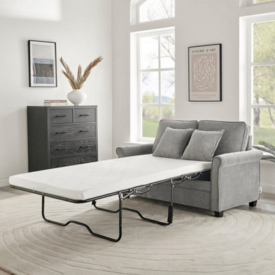 Ramy Corduroy 2 Seater Fold Out Sofa Bed - Grey
