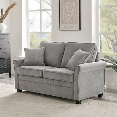 Ramy Sofa Bed Corduroy 2 Seater Fold Out Mattress - Grey
