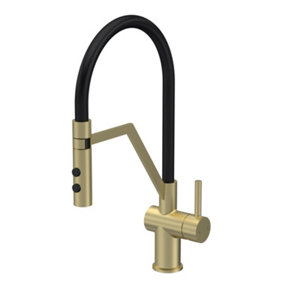 Rana Kitchen Mono Mixer Tap with 1 Lever Handle, 436mm - Brushed Brass - Balterley