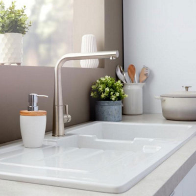 Rangemaster Conical Twin Lever Kitchen Mixer Tap TCO1 Series, Chrome, 360-degree Swivel Spout, Honeycomb Aerator