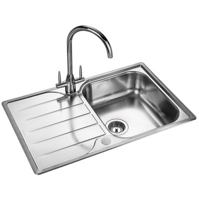Rangemaster Michigan Stainless Steel Reversible 1 Bowl Inset Kitchen ...