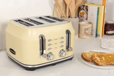 Rangemaster RMCL4S201CM, Classic 4 Slice Toaster - Matt Cream