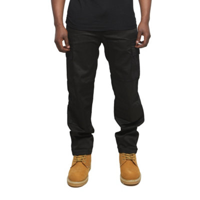 Ranger Black Cargo Work Trousers With Knee Pad Pocket (W38, L33)