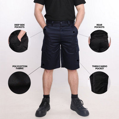 Ranger Mens Black Cargo Work Shorts (W32)