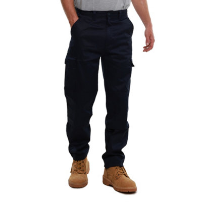 Ranger Navy Cargo Work Trousers With Knee Pad Pocket (W34, L33)