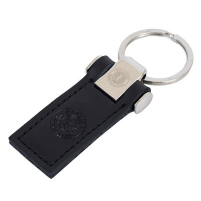 Rangers FC Crest Leather Keyring Black/Silver (One Size)