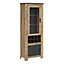 Rapallo 2 door display cabinet with wine rack in Chestnut and Matera Grey