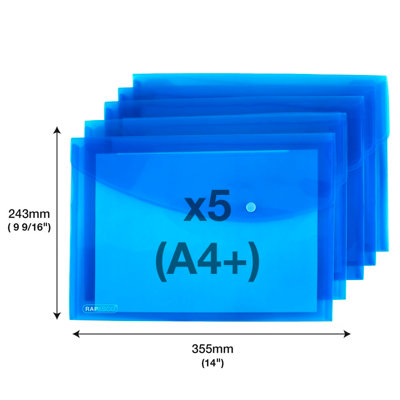 Rapesco 0687 ECO Recycled Popper Wallets, A4+, Bright Transparent Blue ...