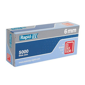 Rapid 11856250 53/6B 6mm Galvanised Staples (Box 5000) RPD536B5000