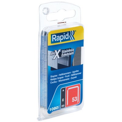 Rapid 40109509 53/6B 6mm Stainless Steel Fine Wire Staples (Box 1080 ...