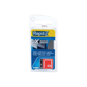 Rapid 40109510 53/8B 8mm Stainless Steel Fine Wire Staples (Box 1080) RPD40109510