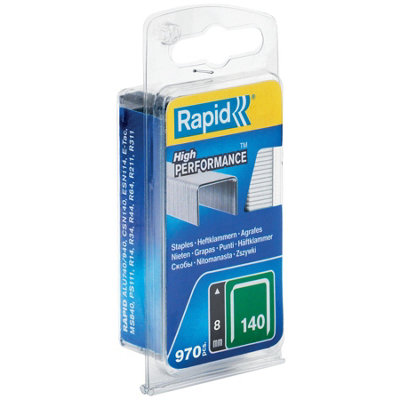 Rapid 40109514 High-Performance Staples - 8mm, Galvanized, 970 Pieces, For Carpets, Tarps, Insulation