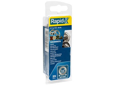 Rapid 5000412 Grommets 10 x 21mm (25) + Metal 2 Piece Anvil RPD5000412