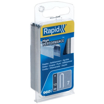 Rapid High Performance Rounded No.7 Cable Staples for Computer Speaker Phone Tech Cables, Leg Length 12mm, 960 Pieces