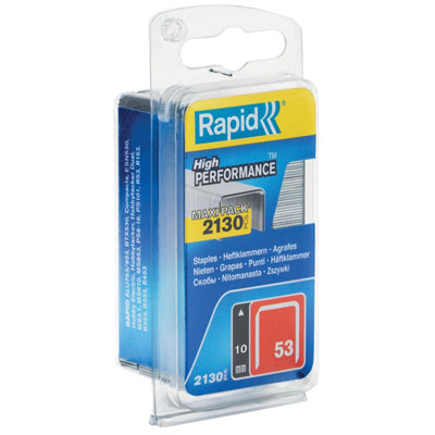 Rapid High-Performance Staples for Textiles, Finewire No. 53, Leg Length 10mm, Staple Gun Staples, Galvanised steel, 2130 Pieces