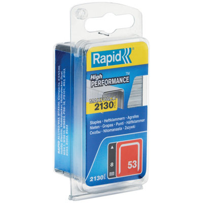 Rapid High-Performance Staples for Textiles, Finewire No. 53, Leg Length 8mm, Staple Gun Staples, Galvanised steel, 2130 Pieces