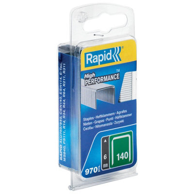 Rapid High-Performance Staples Insulation Thin Plastics Cardboard Carpets Flatwire No. 140/6mm Staple Gun 970 Pieces 40109513