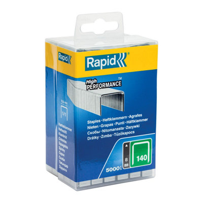 Rapid High-Performance Staples Insulation Thin Plastics Cardboard Carpets Flatwire No. 140/8mm Staple Gun 5000 Pieces 40303089