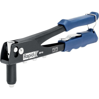 Rapid RP10 Hand Riveter Starter Kit with 100 Rivets, Integrated Wrench, Multi Nozzle & Interchangeable 3.2/4.0/4.8mm Heads