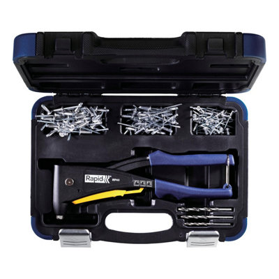 Rapid RP40 Multi Hand Riveter Soft Grip With 150 Rivets, 3 Drills & Case