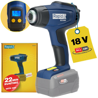 Rapid RX1000 18V Power 4 All Bosch Battery Powered Hot Air Gun Cordless ...
