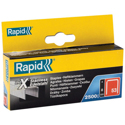 Rapid Stainless Steel Staples for Textiles, Finewire No. 53, Leg Length 8mm, Staple Gun Staples, High-Performance, 2500 Pieces