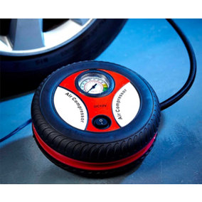 Rapid Tyre Inflator - 12V Compact Air Compressor Car Accessory - Measures H6.5 x 18cm Diameter with 2.77m Cable