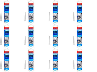 Rapide All-Purpose Flexible Silicone Sealant Cartridge White 260ml (Pack of 12)