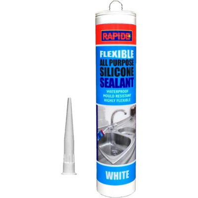 Rapide All-Purpose Flexible Silicone Sealant Cartridge White 260ml (Pack of 12)