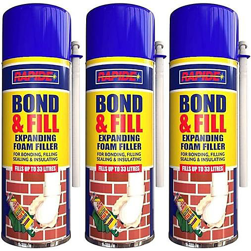 Rapide Bond & Fill Expanding Foam Filler 500ml (Pack of 3)