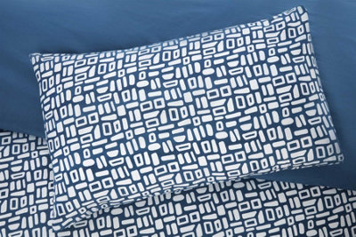 Rapport Home Pebbles Geo Blue Duvet Cover Set Double Bedding Set