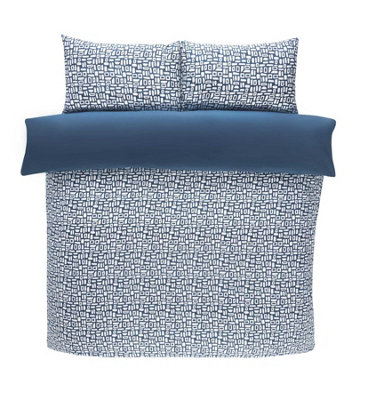 Rapport Home Pebbles Geo Blue Duvet Cover Set Double Bedding Set