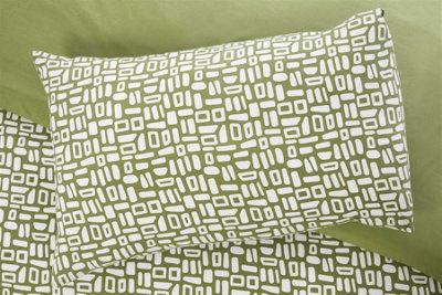 Rapport Home Pebbles Geo Green Duvet Cover Set Double Bedding Set