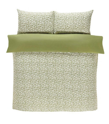 Rapport Home Pebbles Geo Green Duvet Cover Set Double Bedding Set