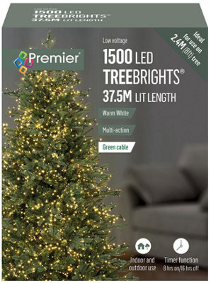 Raraion 1500 LED Warm White Christmas Tree Lights with Timer, 37.5m